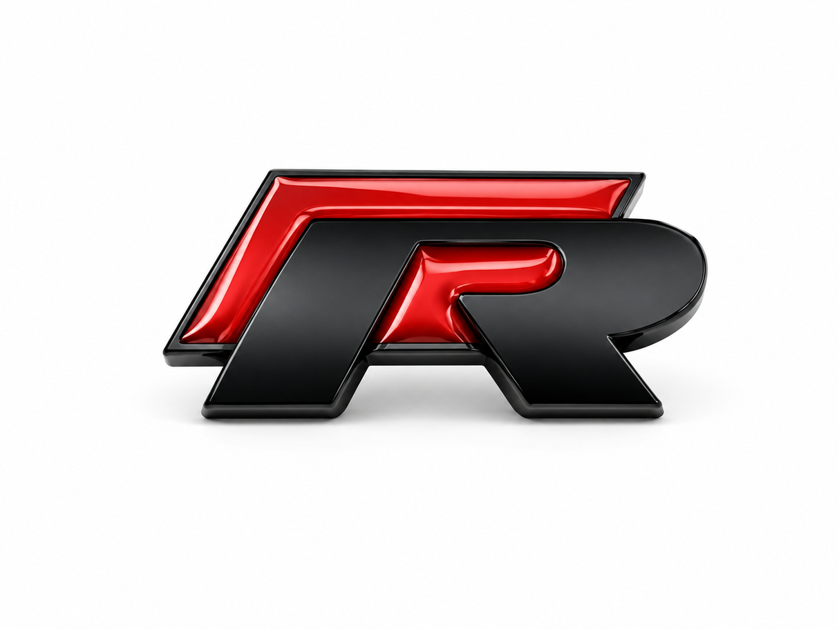 VW R Badge Emblem Matt Black – Rear Tailgate Boot Badge for Volkswagen Golf Mk5 Mk6 Mk7 Polo Passat Tiguan Scirocco