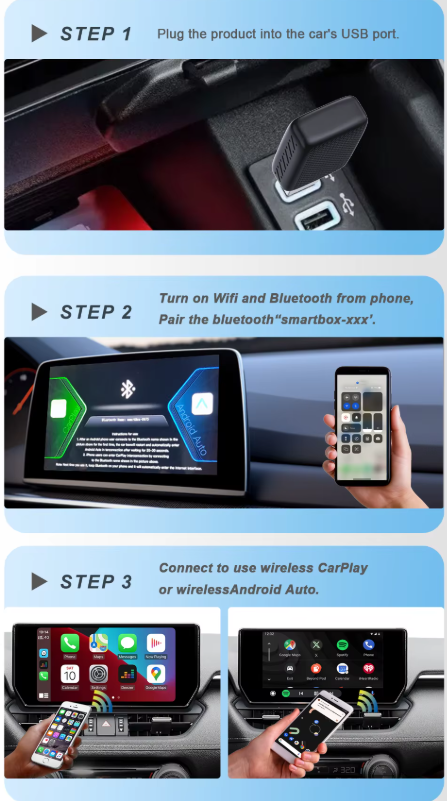 Wired to Wireless Apple CarPlay / Android Auto Converter Dongle