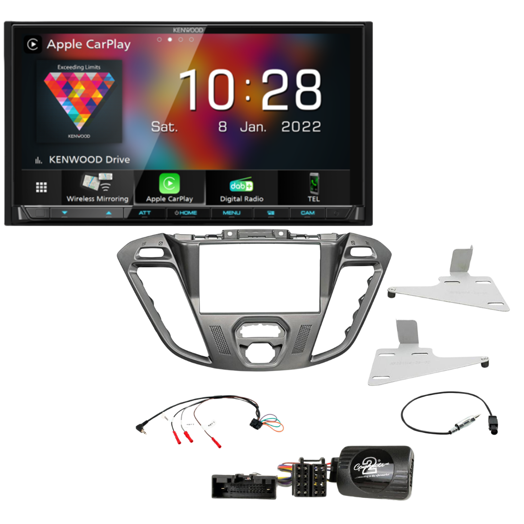 KENWOOD DMX 8021DABS Apple CarPlay DAB Stereo & Full Fitting Kit for Ford Transit Custom (2012–2018)