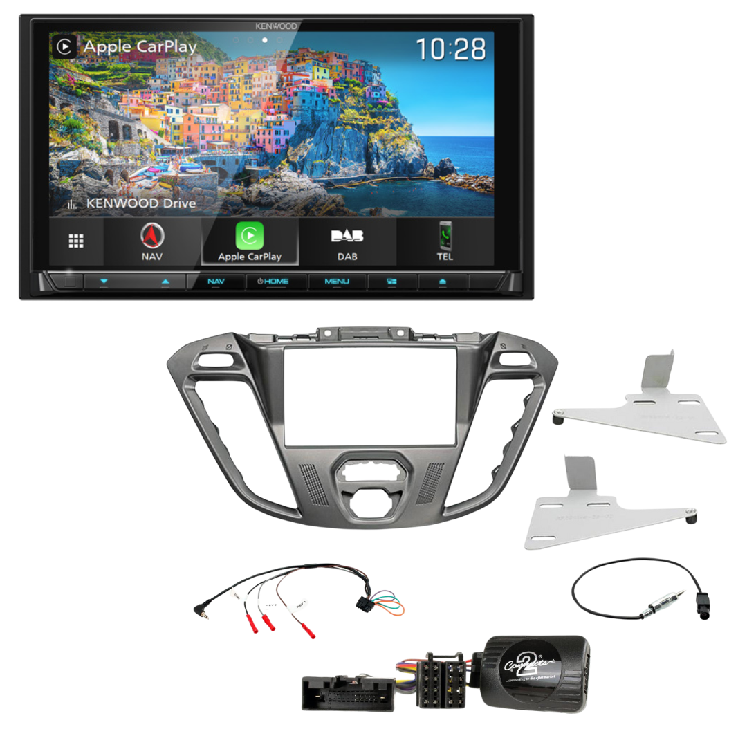 KENWOOD DNX 9190DAB Apple CarPlay Navigation DAB Stereo & Full Fitting Kit for Ford Transit Custom (2012–2018)